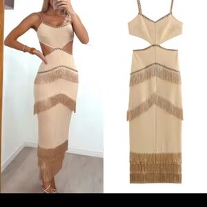 NEVER WORN without tags a chic sleeveless tassel splicing max dress